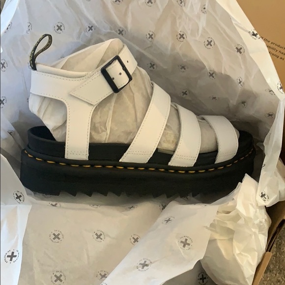 Dr. Martens Blaire White Hydro Leather Sandal - Picture 4 of 5